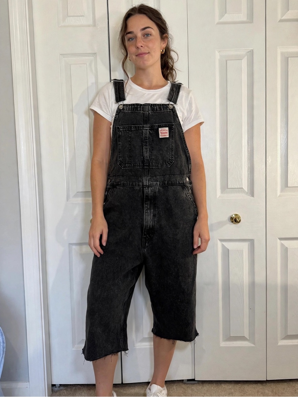 Levi's Black Denim Overalls Womens M | Cut Off Crop Raw Hem Y2K Workwear